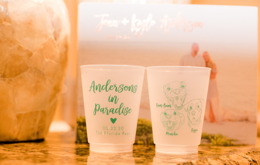 Islander Resort Wedding, Key West Wedding, Claudia Rios Photography, Custom Wedding Bar Glasses