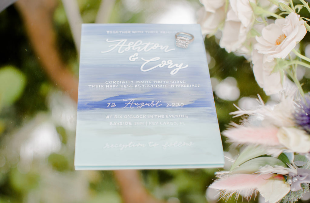 Bayside Inn Key Largo, Bayside Inn Wedding, Key Largo Wedding, Ombre Blue Beach Wedding Invitation