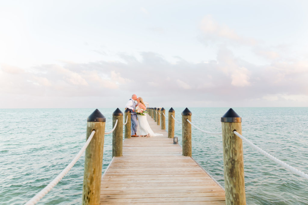 Islander Resort Wedding, Key West Wedding, Claudia Rios Photography, Bride and Groom on Dock, Beach Wedding