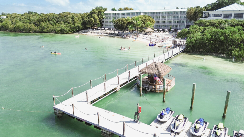 Drone shot of Baker's Cay Resort. Captured by Claudia Amalia, a Key Largo wedding photographer.