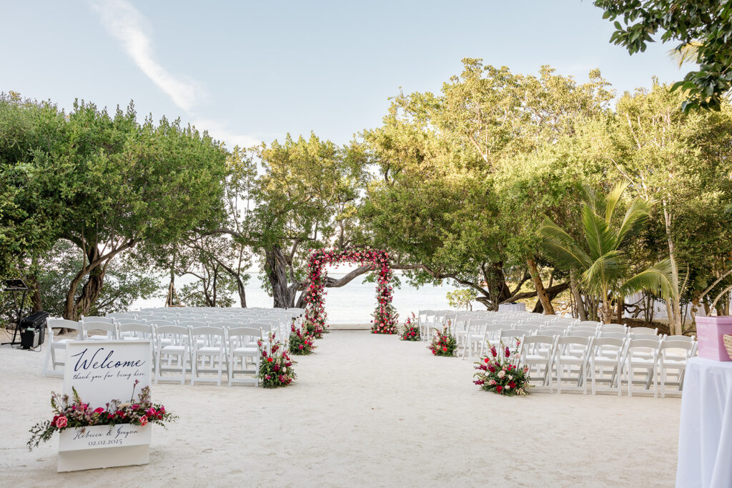 Rebecca & Graysen's ceremony setup at Baker's Cay resort. Captured by Claudia Amalia Photography.