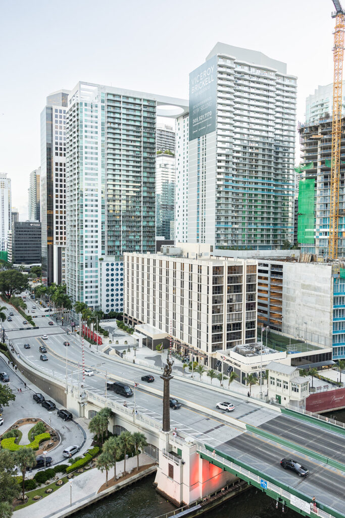 Downtown Miami weddings location view featuring the bustling city architecture.