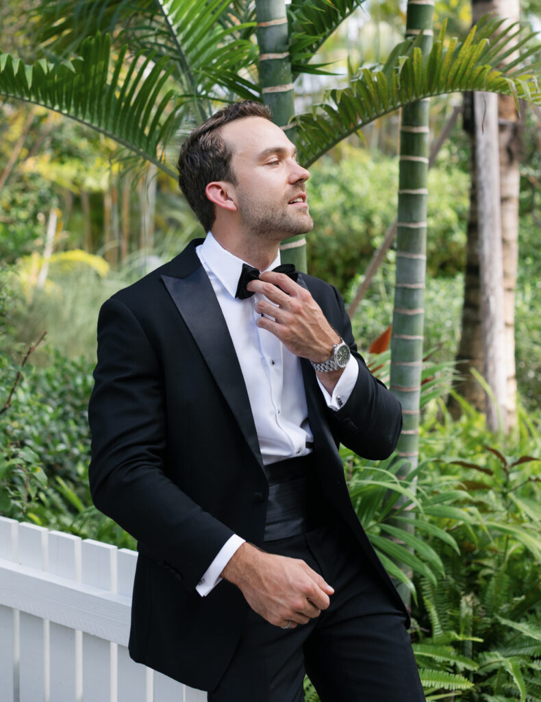 Groom getting ready on wedding day