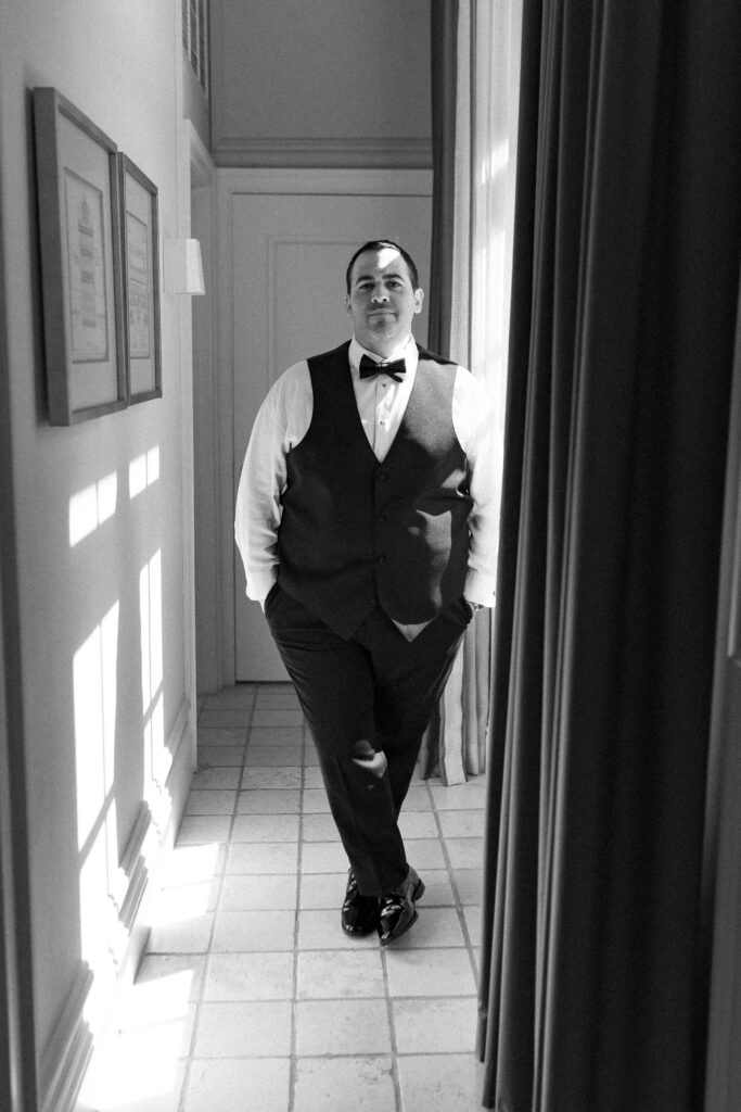groom getting ready wedding morning